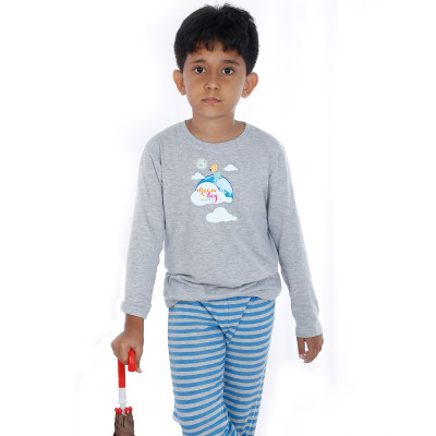 Grey Full Sleeve Boys Pyjama - Dream Big